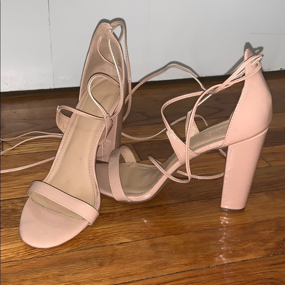 Charolette Rousse Nude pink ankle wrap heels